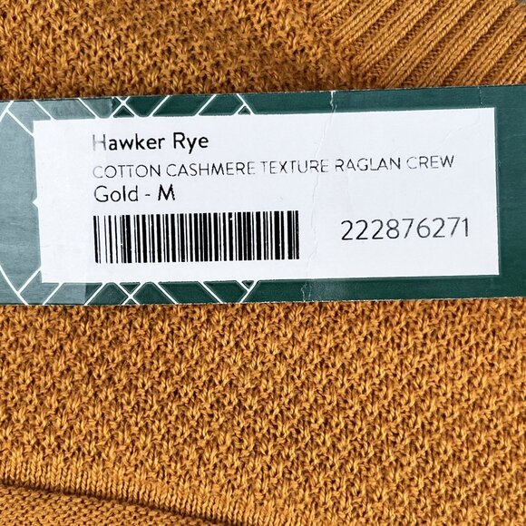 NWT Hawker Rye Mens Cotton Cashmere Textured Honey Gold Sweater Sz Medium - Picture 5 of 6